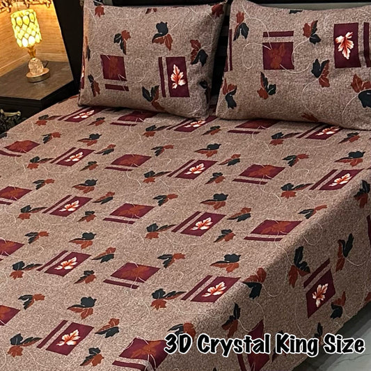 Crystal Cotton 3-Piece Double King Size Bed Sheets CM 56