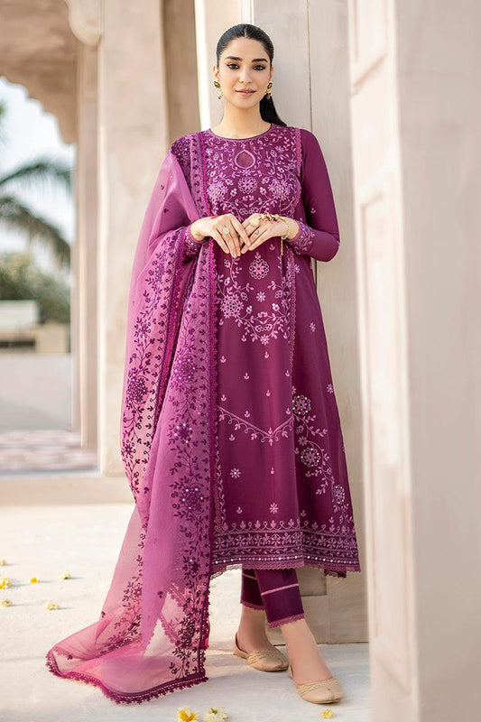 3 Piece Unstitched Embroidered Suit With Bamber Chiffon Embroidered Dupatta CM054