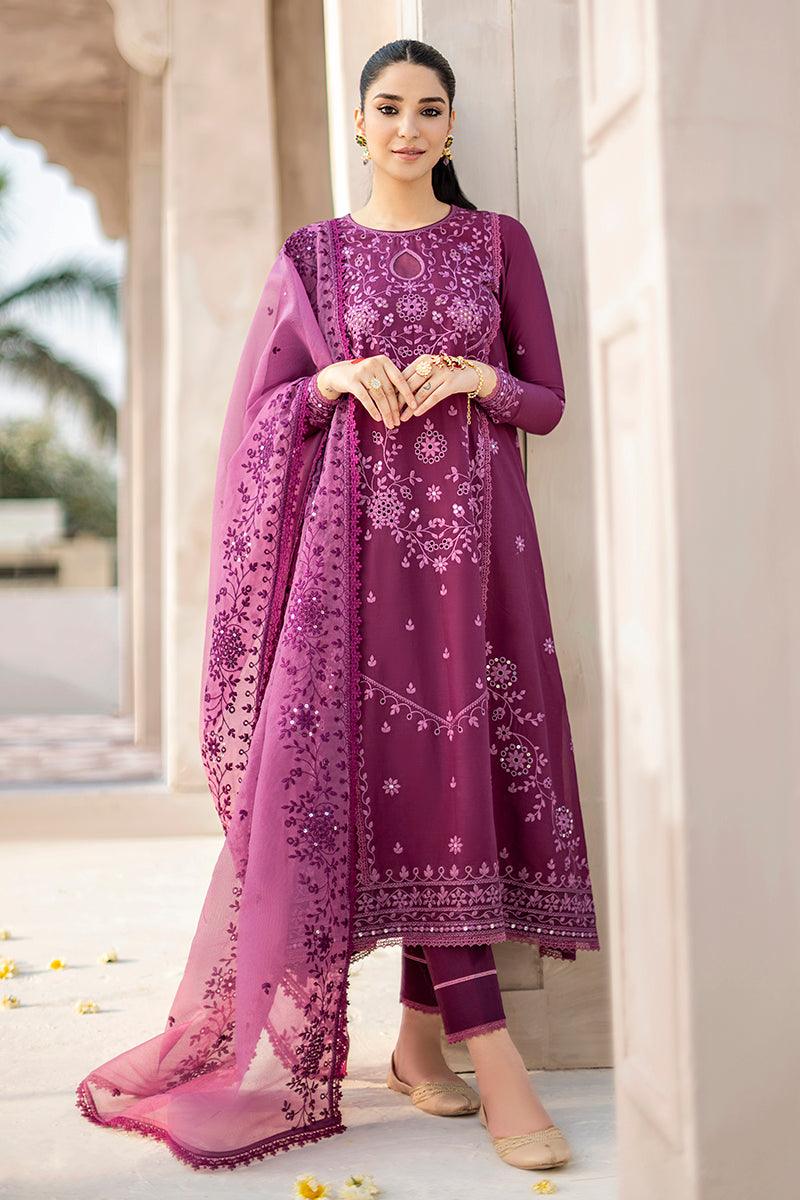 3 Piece Unstitched Embroidered Suit With Bamber Chiffon Embroidered Dupatta CM054